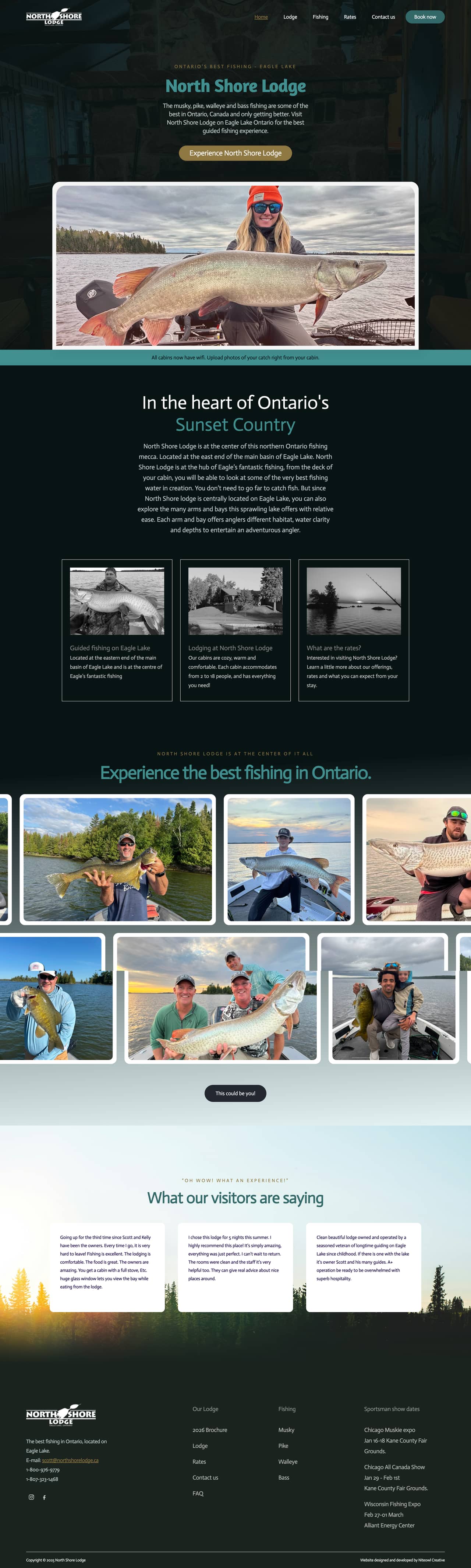 North Shore Lodge website screenshot